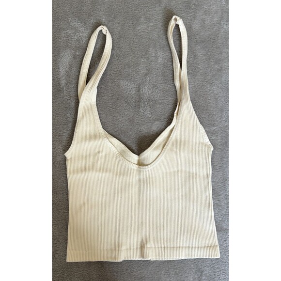 Intimately Free People Ribbed Bralette Crop Top Womens Medium Cream Y2K Minimal - Picture 2 of 5